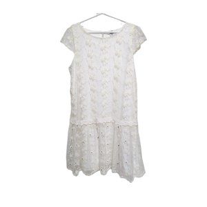 Zara Kids Cream Ivory Lace Dress 11 to 12 Beaded Drop Waist Easter Wedding